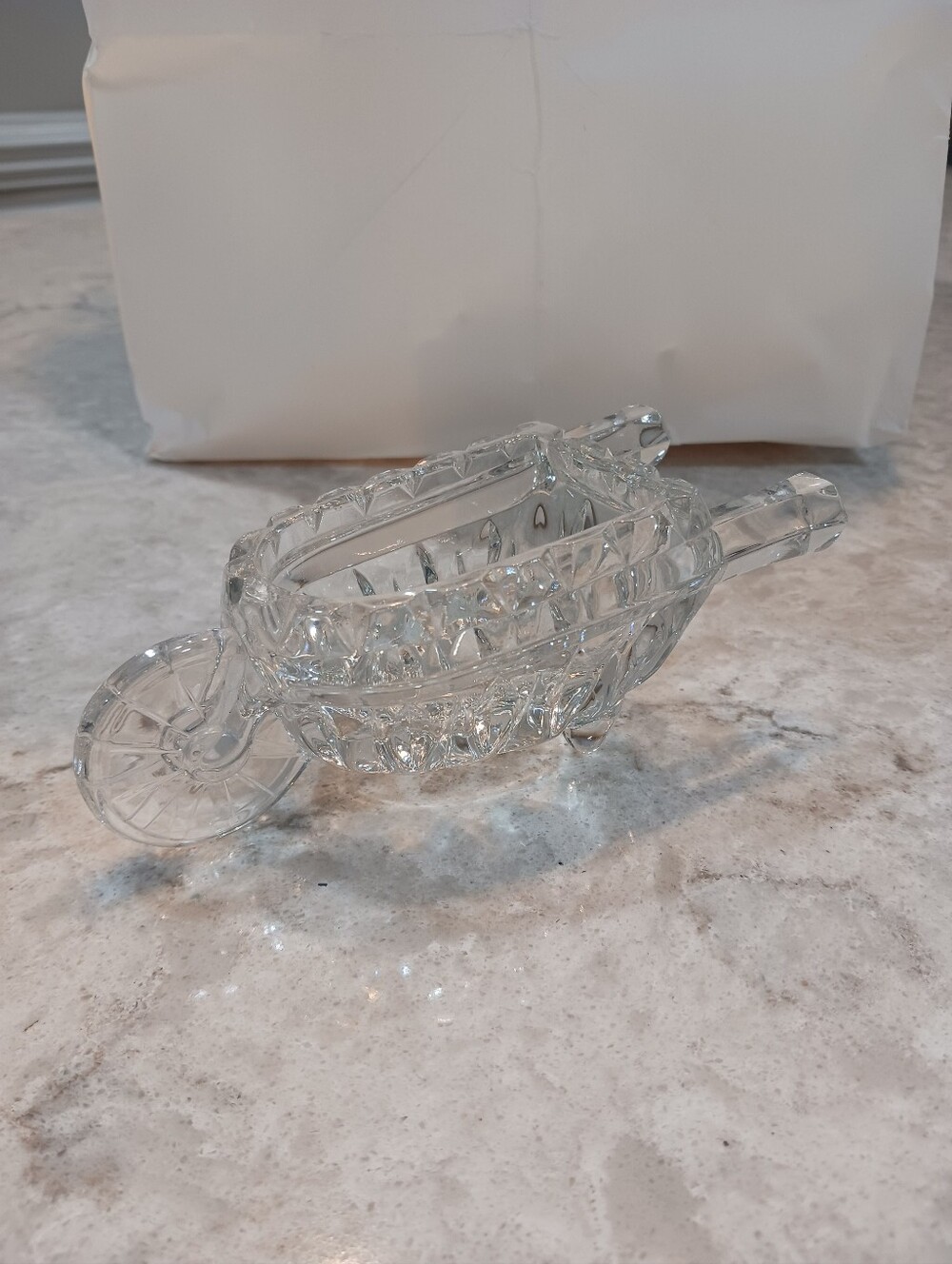 Clear Crystal Glass Wheelbarrow Decorative Bowl